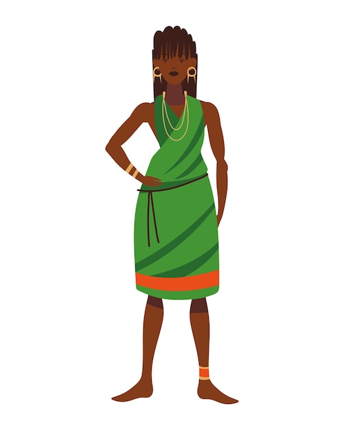 Free vector south africa woman in green dress