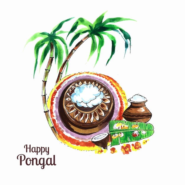 Free vector south indian festival pongal background