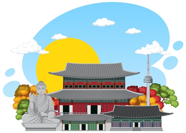 Free vector south korea famous landmark element