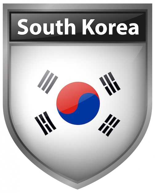 Free vector south korea flag on badge design