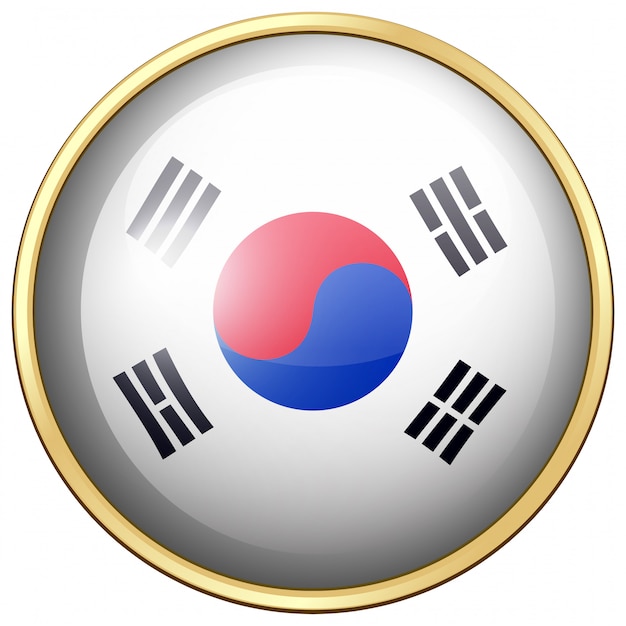 South Korea flag on round button