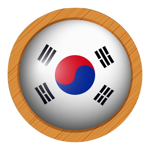 South Korea flag on wooden frame