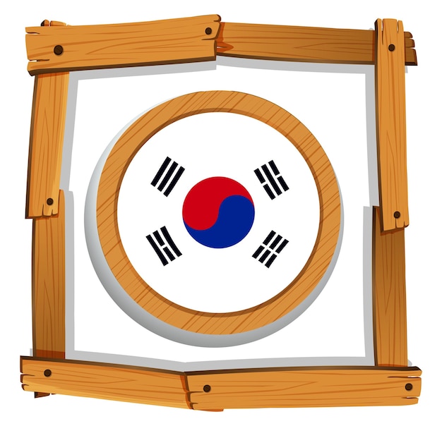 無料ベクター 丸いフレームの韓国国旗