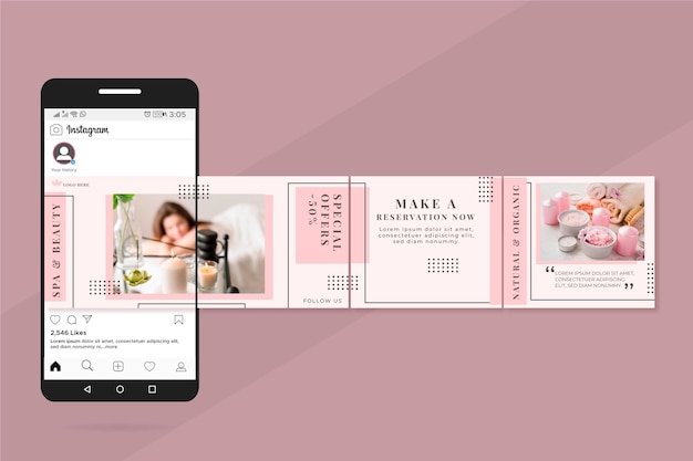 スパと美容のインスタグラムカルーセルテンプレート