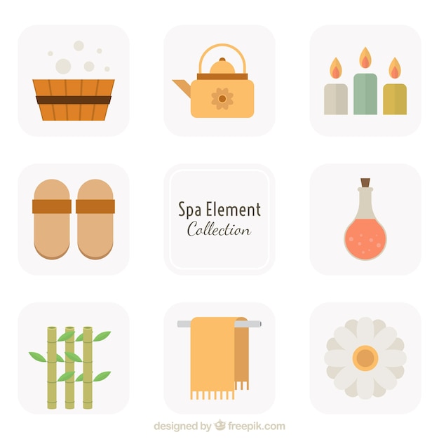 Free vector spa attributes in flat design