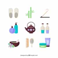 Free vector spa attributes in flat design