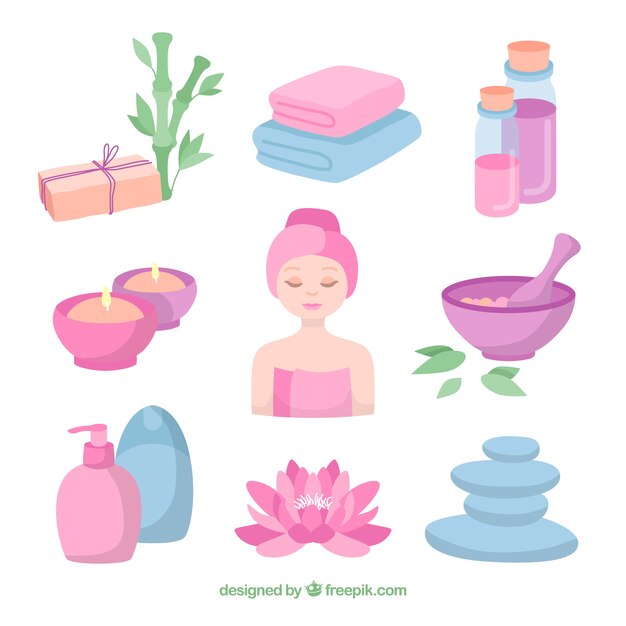 Spa attributes in flat design