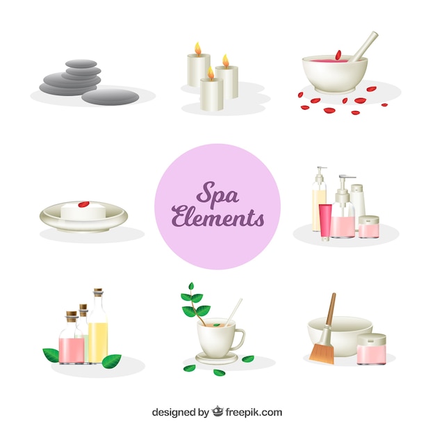 Spa attributes in flat design