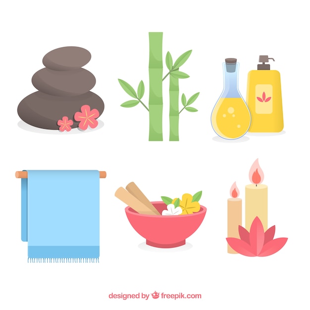 Free vector spa attributes in flat design