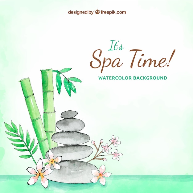 Free vector spa background with bamboo and stones