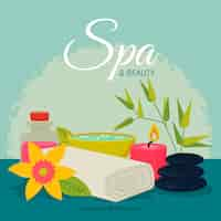 Vettore gratuito sfondo spa con candele e oli aromatici