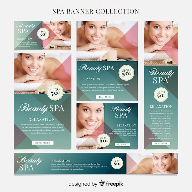 Free vector spa banner collection with photo