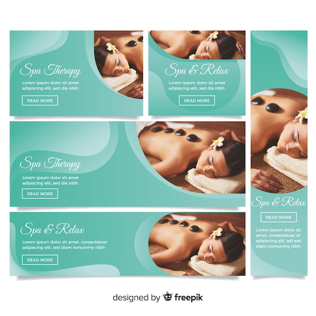 Free vector spa banner collection with photo