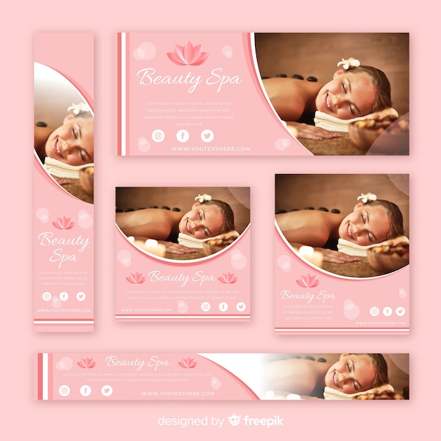 Free vector spa banner collection with photo