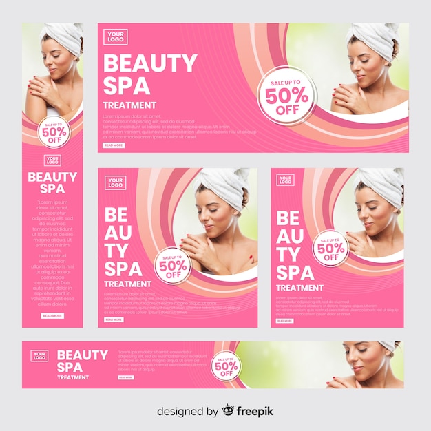 Free vector spa banner collection with photo