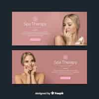 Free vector spa banner collection with photo