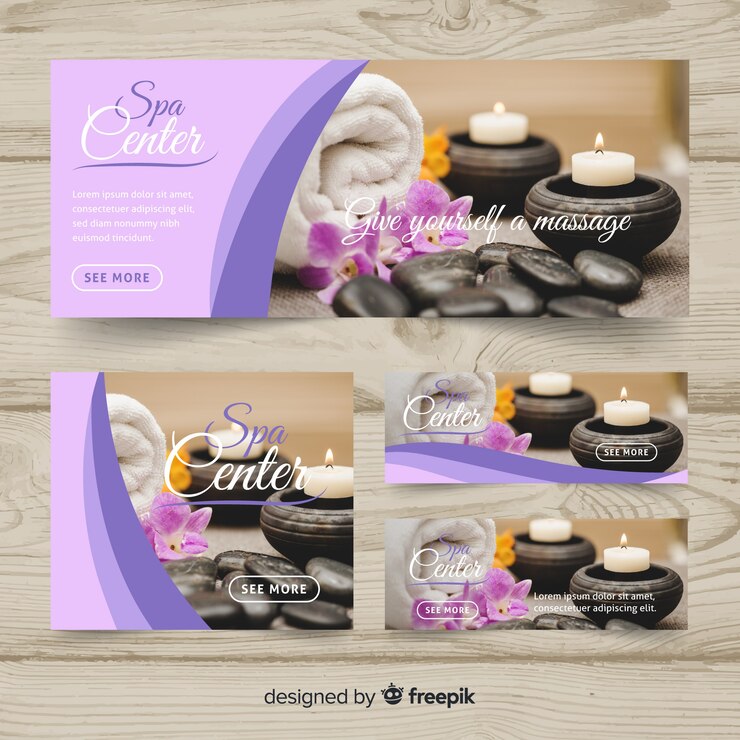 Free Vector spa banner collection with photo