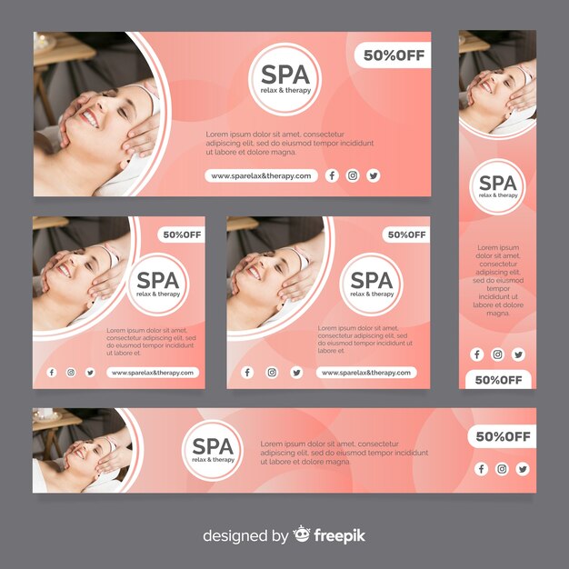 Spa banner collection with photo