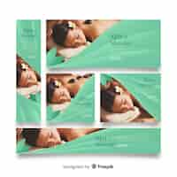 Free vector spa banners collection with photo