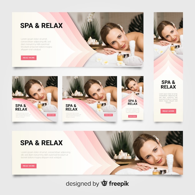 Free vector spa banners collection with photo