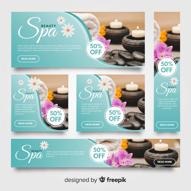 Free vector spa banners collection with photo