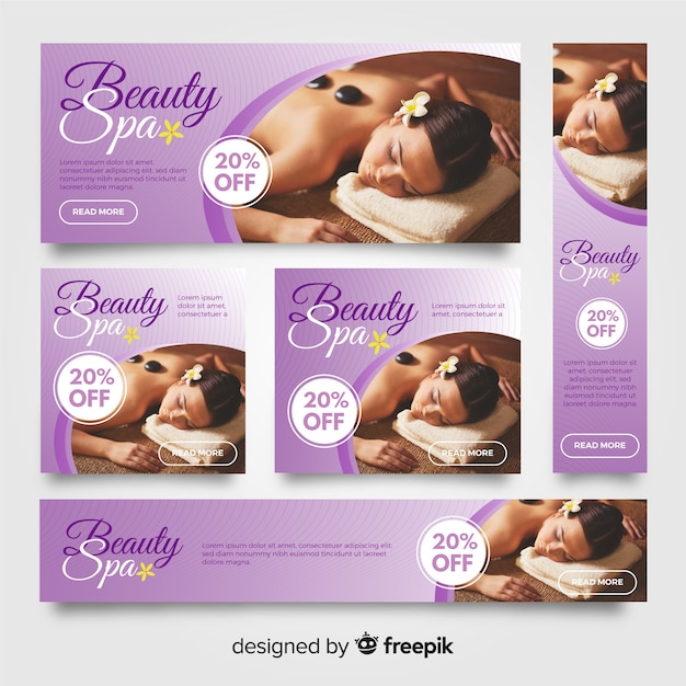 Spa banners collection with photo