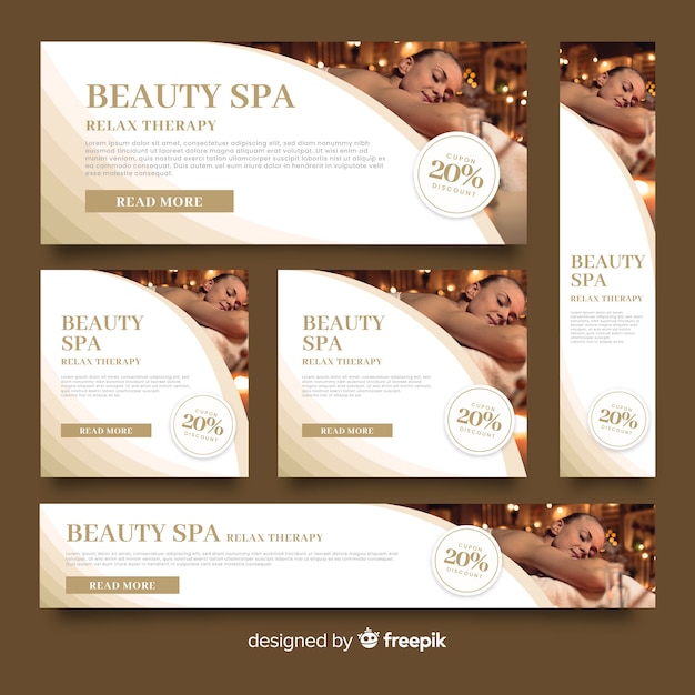 Free vector spa banners collection with photo