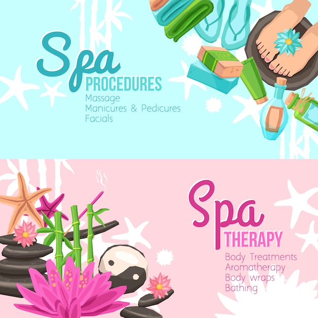 Vettore gratuito set di banner spa