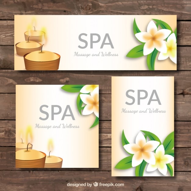 Free vector spa banners with candles