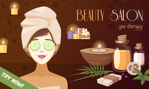 Spa beauty salon cartoon template