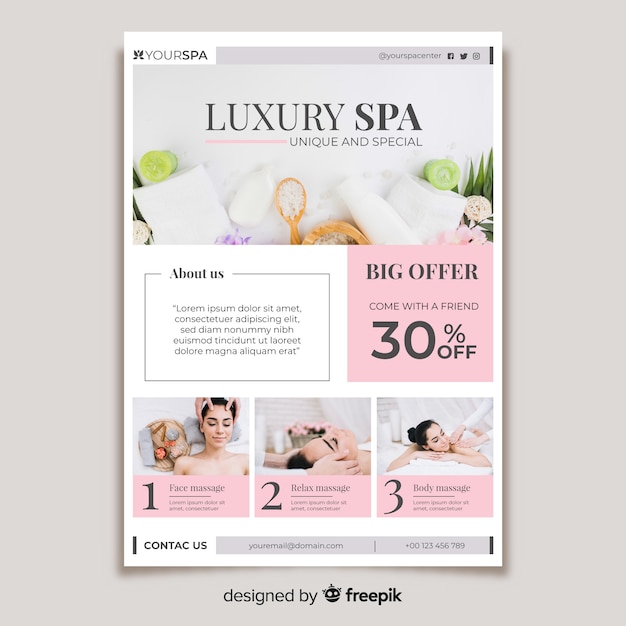 Spa brochure template with photo