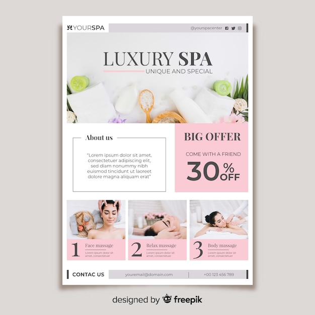 Modello di brochure spa con foto