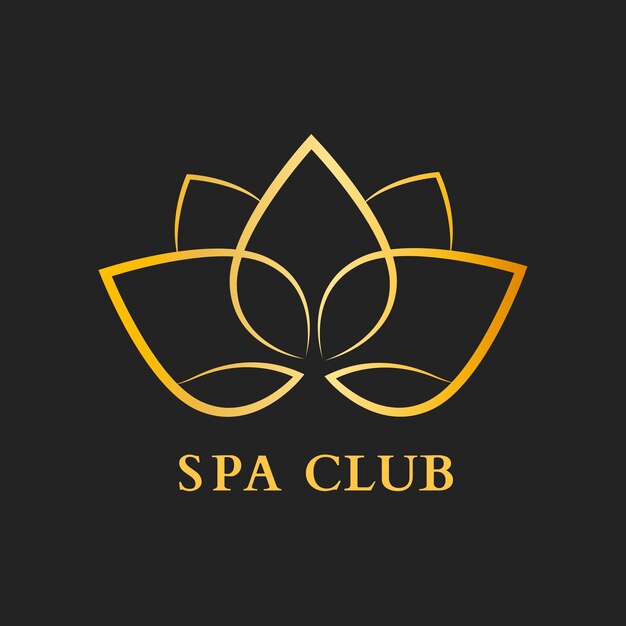 スパクラブの花のロゴのテンプレート、ゴールドのモダンなデザインのベクトル