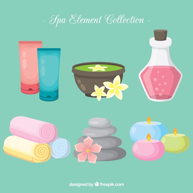 Free vector spa element collection in flat design