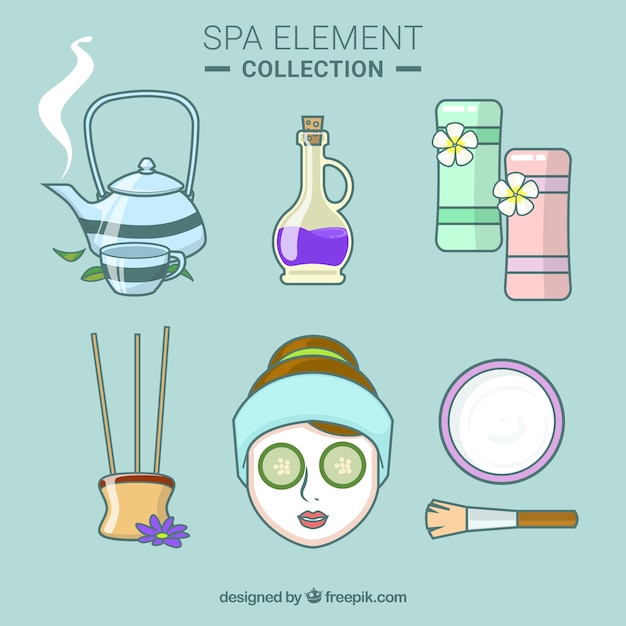 Spa element collection in flat design