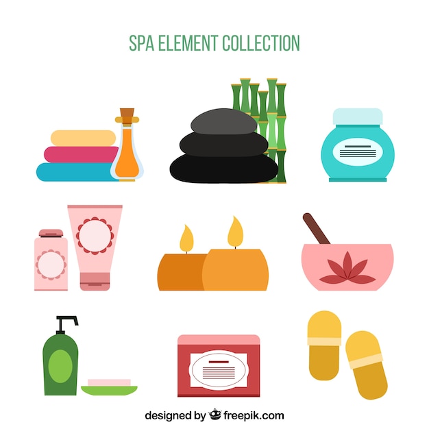 Spa element collection in flat design