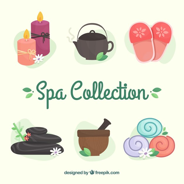 Free vector spa element collection in flat design