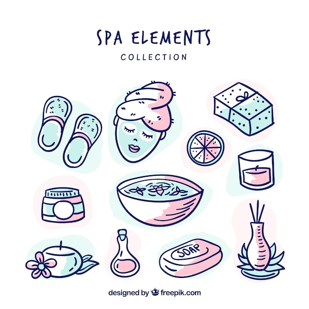 Spa elements collection with aromatic liquids