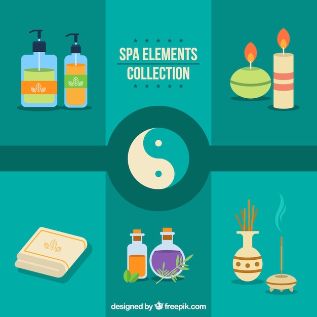 Spa elements with yin yang symbol