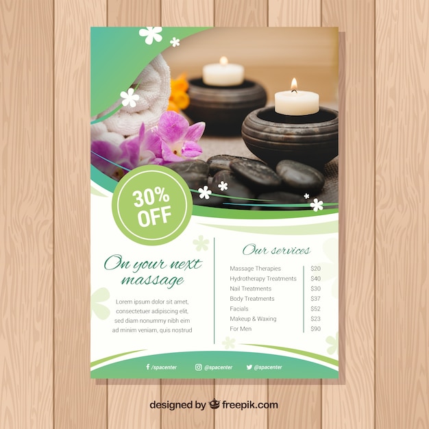 Free vector spa flyer template with elegant style