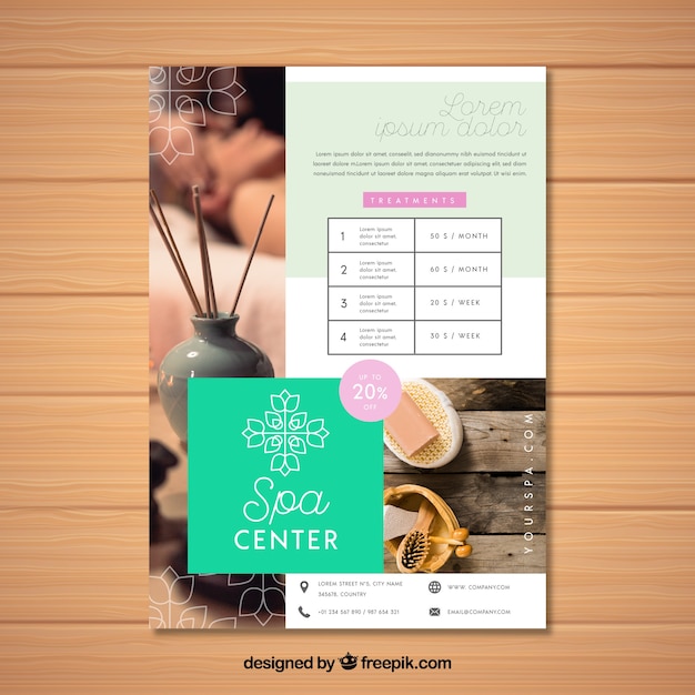 Spa flyer template with photo