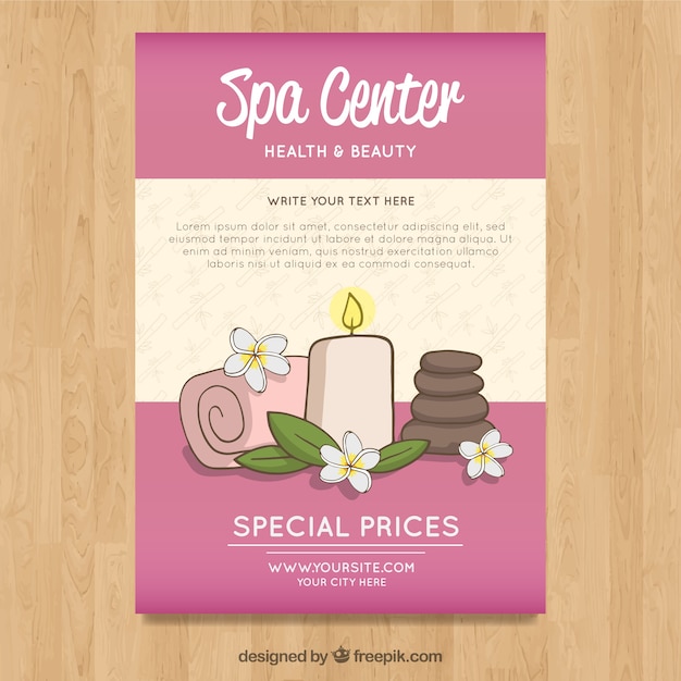 Free vector spa flyer template with treatments