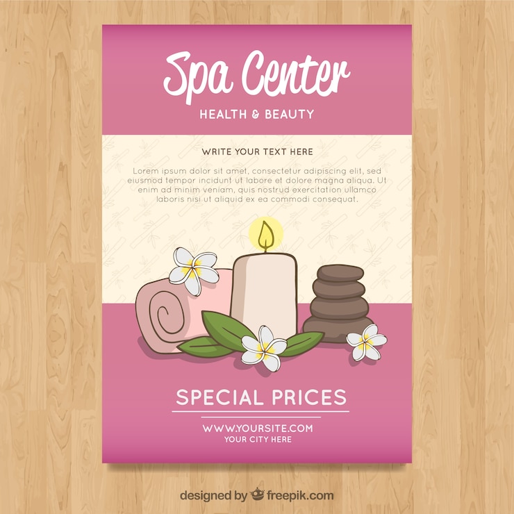 Free Vector spa flyer template with treatments