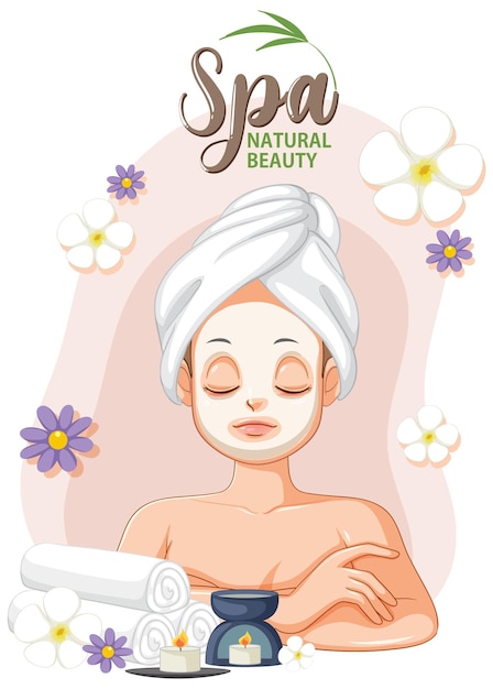 Free vector spa girl applying facial mask