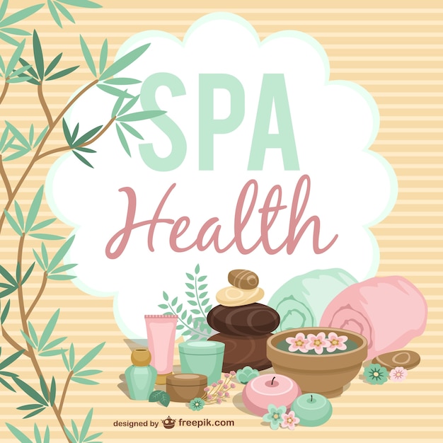 Free vector spa and health stones and towels