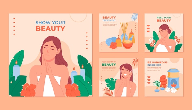 Free vector spa instagram post template