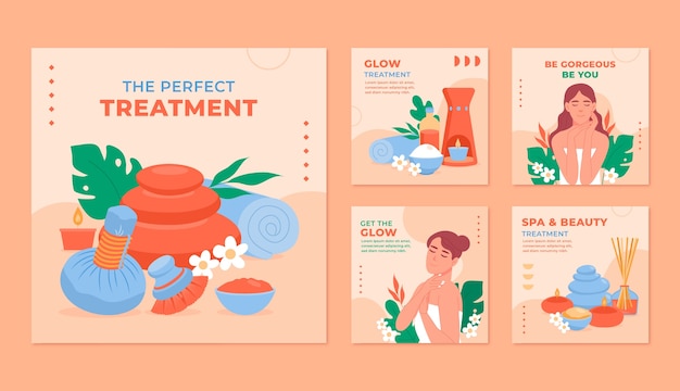 Free vector spa instagram post template