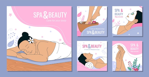 Free vector spa instagram post template