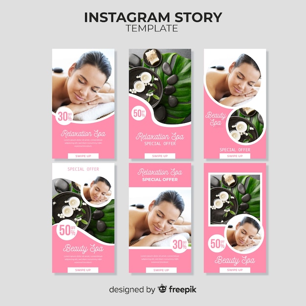 無料ベクター スパinstagramストーリーテンプレート