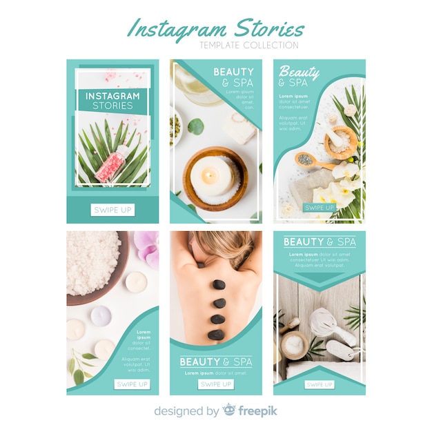 Vettore gratuito modello di storie di instagram spa